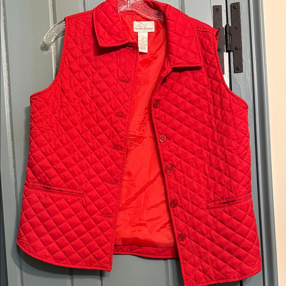 Vibrant Red Quilted Vest by Drapers and Damons